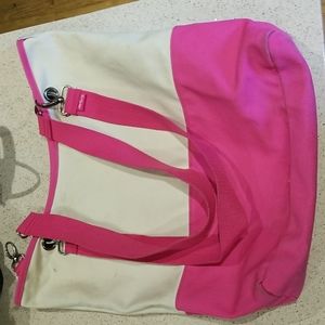 31 Pink and cream Canvas bag good condition